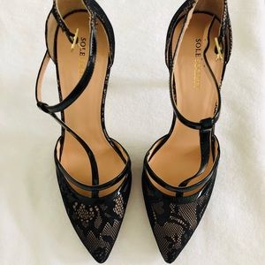 NEW w Tags Sole Society Black Lace T-Strap pump